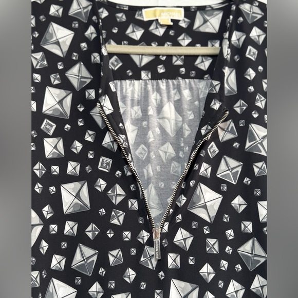 nwot MICHAEL KORS Geometric Print Zip Up Tunic Top - Picture 6 of 9